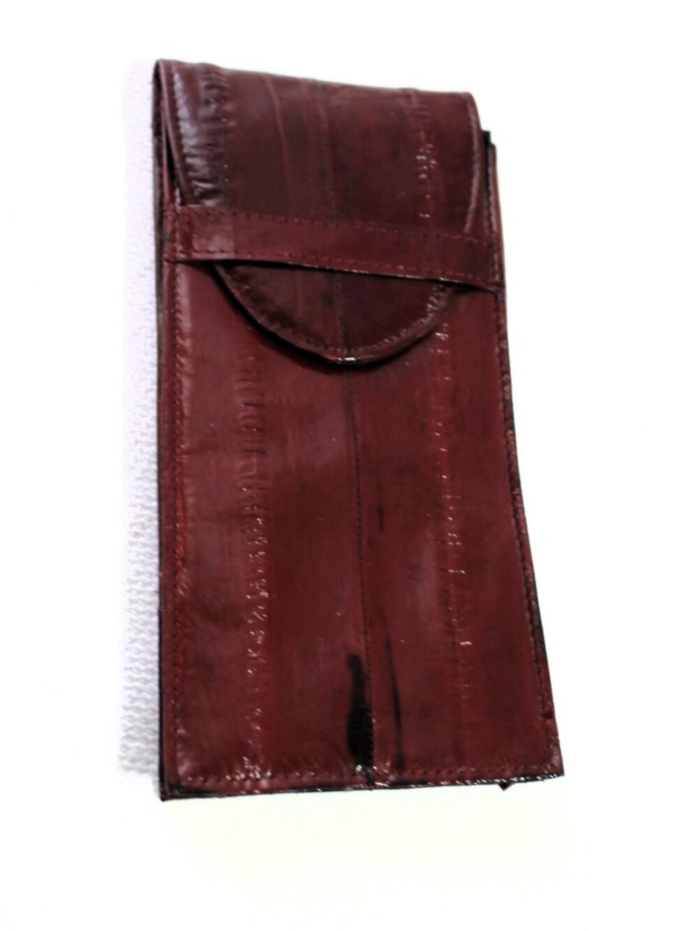 NWOT Vintage 80s Genuine Eelskin Eyeglass Case Oxblood Burgundy